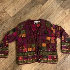 Hand knit art deco sweater, medium